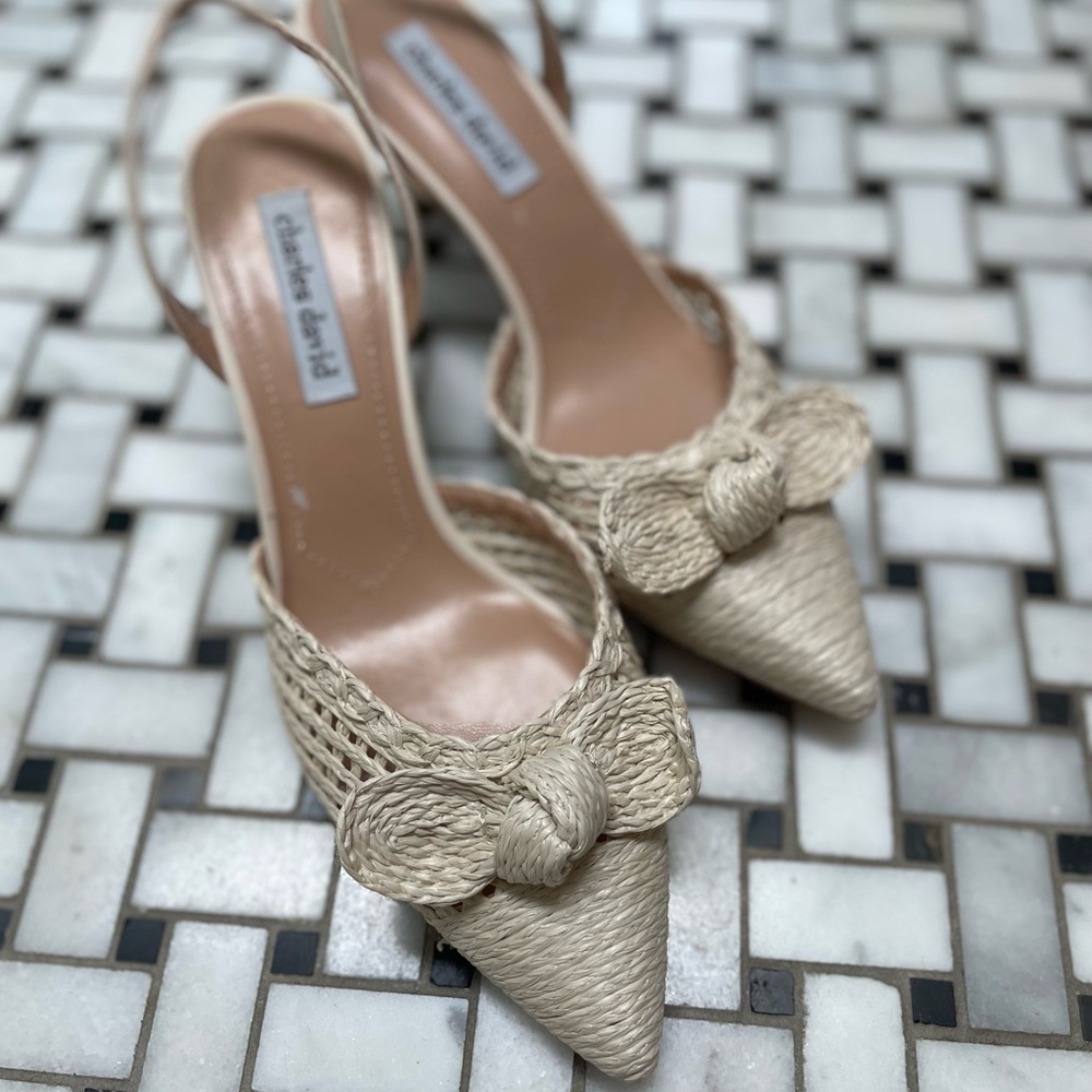 Charles David Cream Woven Heels